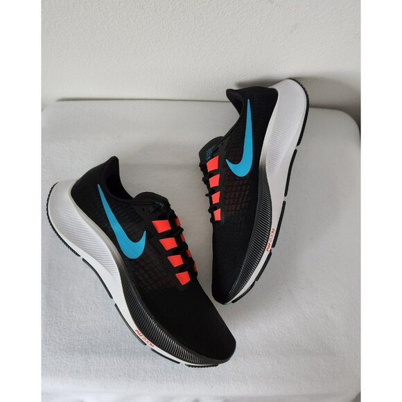 15 NIKE AIR ZOOM PEGASUS 37 NOIR / BLUE WHITE BQ9646-011 - Picture 1 of 8